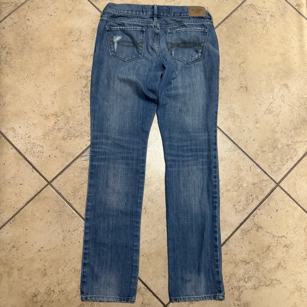 Abercrombie & Fitch Blue Distressed Straight Leg Jeans - Picture 4 of 5